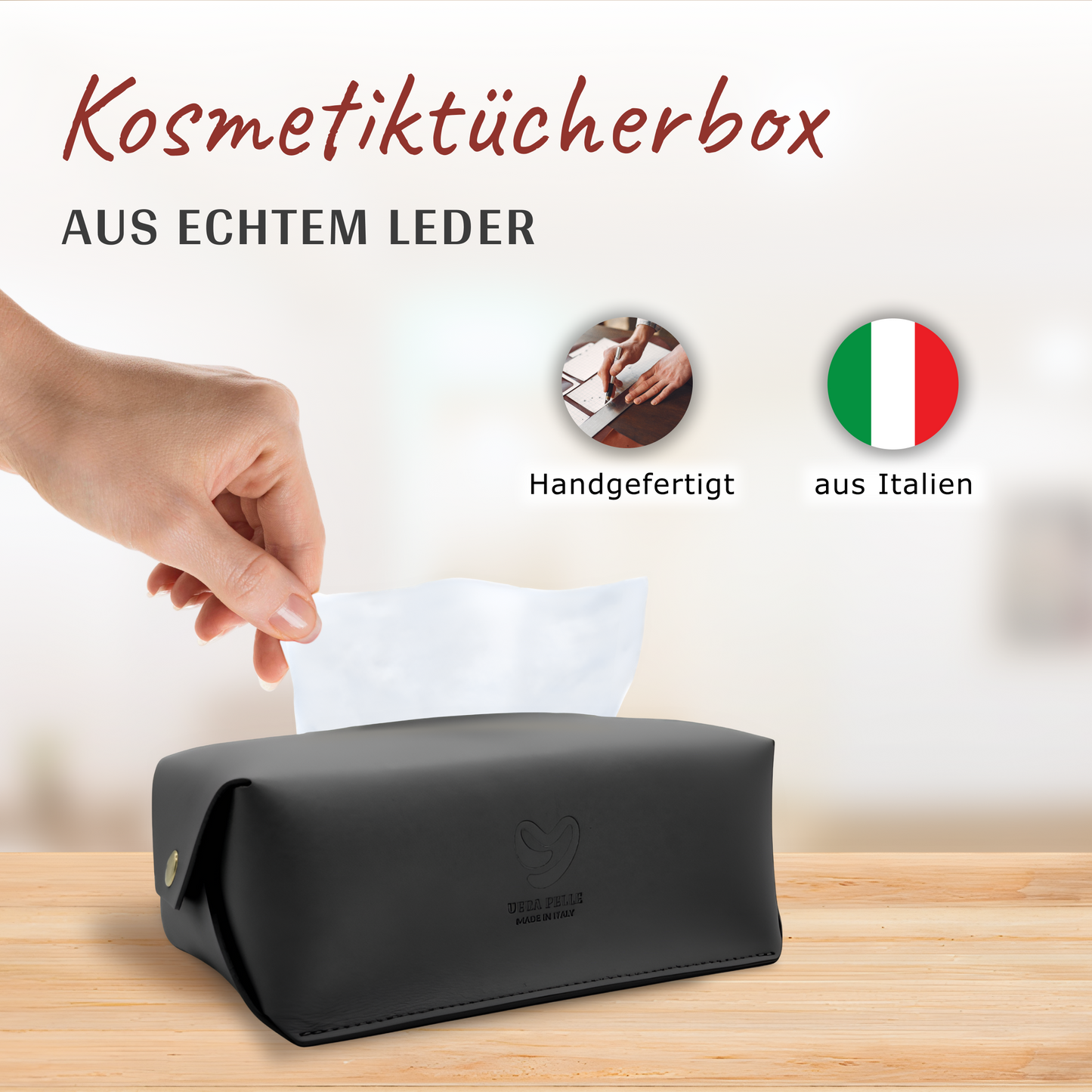 GIMARO™️Luxus für deine Taschentücher - Box aus italienischem Leder